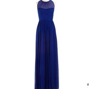 J Crew Megan Long Dress in Silk Chiffon Dark Cove